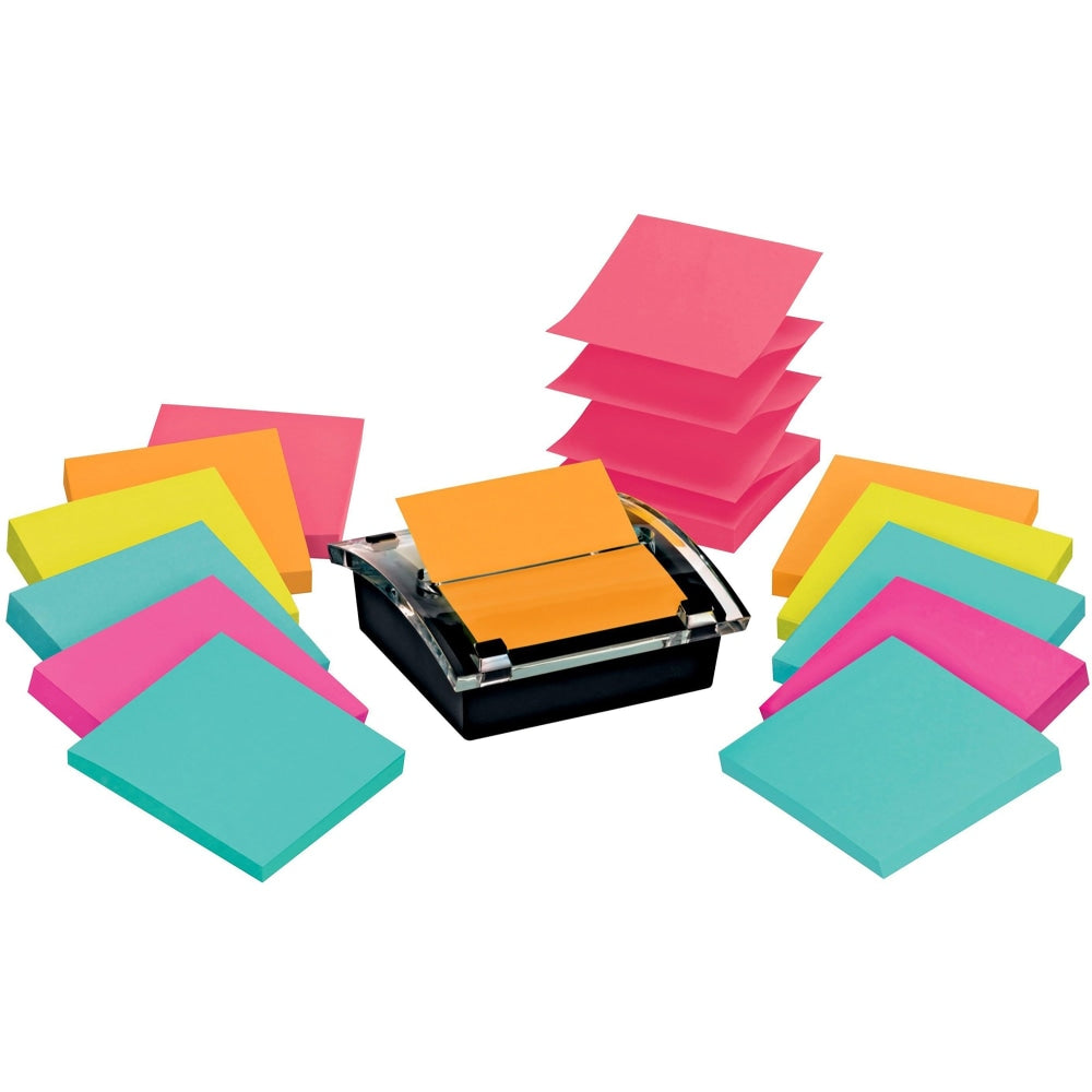 Post-it Super Sticky Pop Up Notes with Black Dispenser, 3 x 3 in, 12 Sticky Note Pads, 90 Sheets/Pad, 2x the Sticking Power, Back to School Supplies