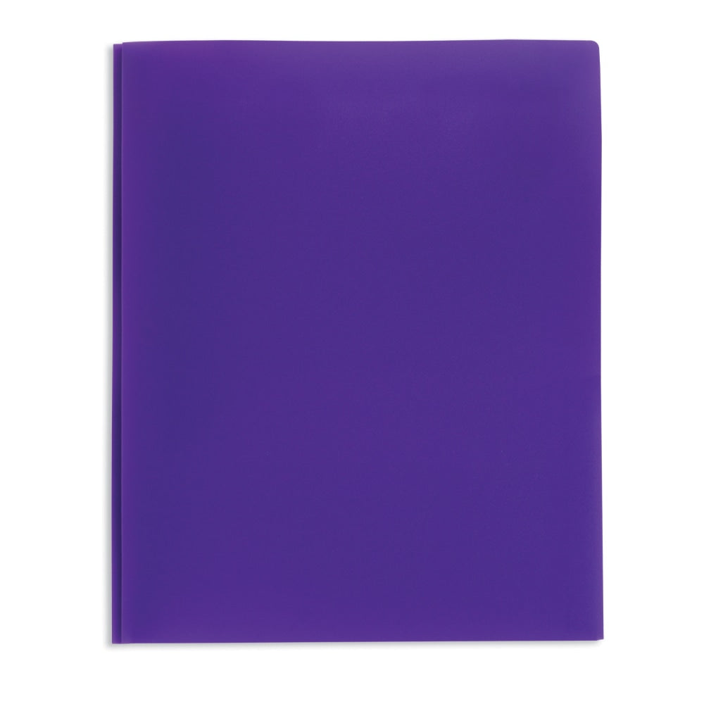Office Depot Brand 2-Pocket School-Grade Poly Folder with Prongs, Letter Size, Purple