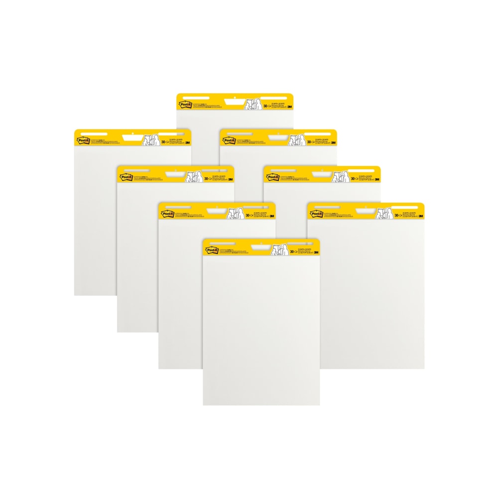 Post-it Super Sticky Easel Pads, 25 x 30 in, 8 Pads, 30 Sheets/Pad, Back to School Supplies for Classrooms, White