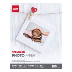 Office Depot Brand Standard Photo Paper, Glossy, Letter Size, White, Pack Of 100 Sheets