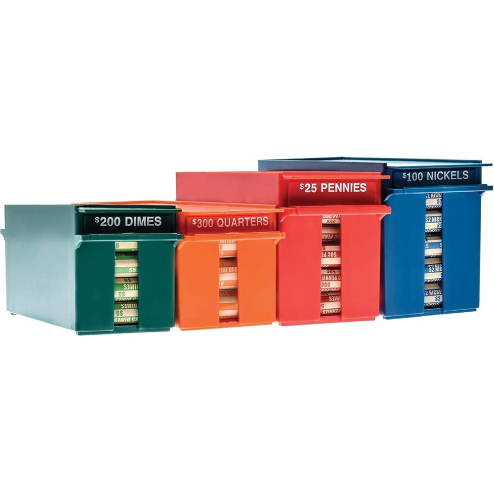 Nadex Coins Storage Case - External Dimensions: 14inx11.5inx 5in - Padlock Closure - Stackable - Orange, Green, Blue, Red - Retail -  - NCS81008