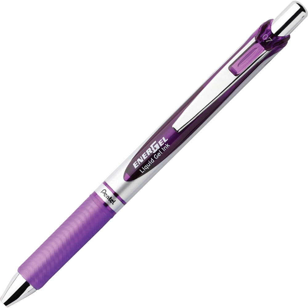 Pentel EnerGel RTX Liquid Gel Pen, Medium Point, 0.7 mm, Silver Barrel, Violet Ink