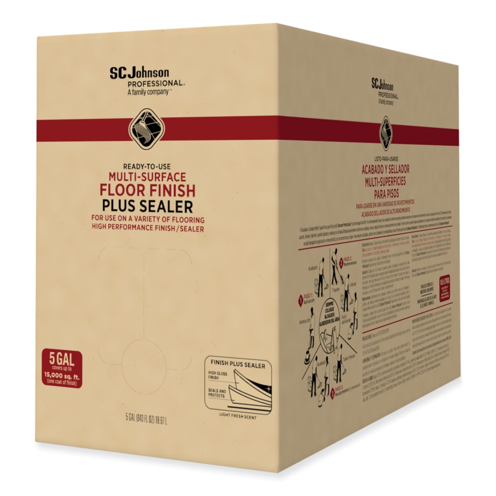SC Johnson Professional Ready-To-Use Multi-Surface Floor Finish Plus Sealer, Light Fresh Scent, 5 gal Bag-in-Box