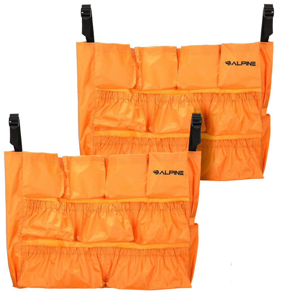 Alpine Caddy Bags For Large Round And Square Trash Cans, 12-Compartment, 19-1/2inH x 29inW x 1-3/4inD, Orange, Pack Of 2 Bags