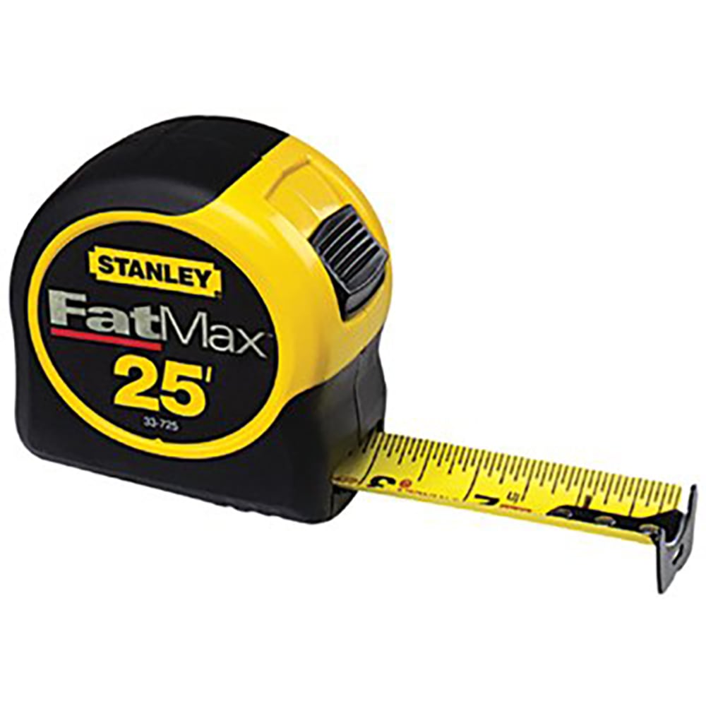 Black+Decker FatMax Classic Tape Measure, 1 1/4 in W x 25 ft L, SAE, Black/Yellow Case