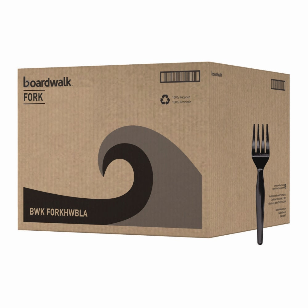 Boardwalk Heavyweight Polystyrene Cutlery, Fork, 6-3/4in, Black, Carton Of 1,000 Pieces