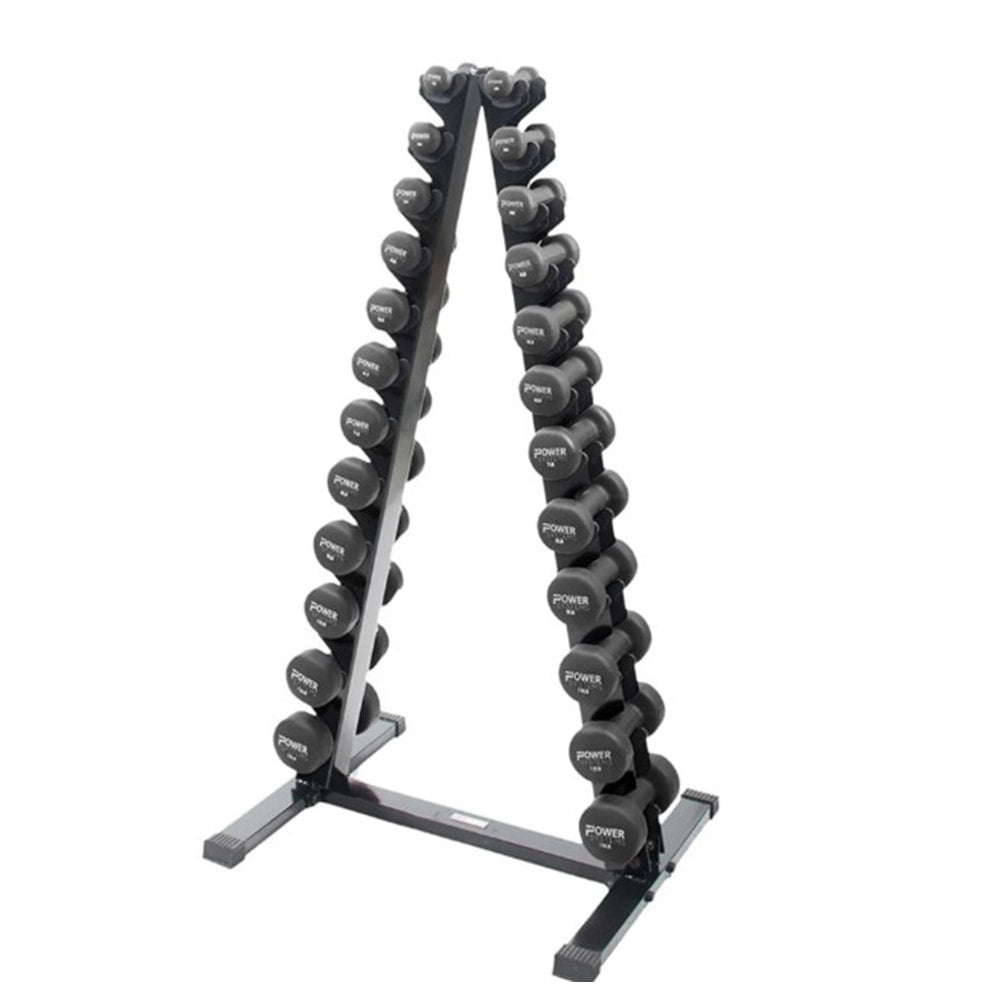 Power Systems Neoprene Dumbbell Rack With Weight Set, 50-1/2inH x 23inW x 28inD, Black, Total Qty 1