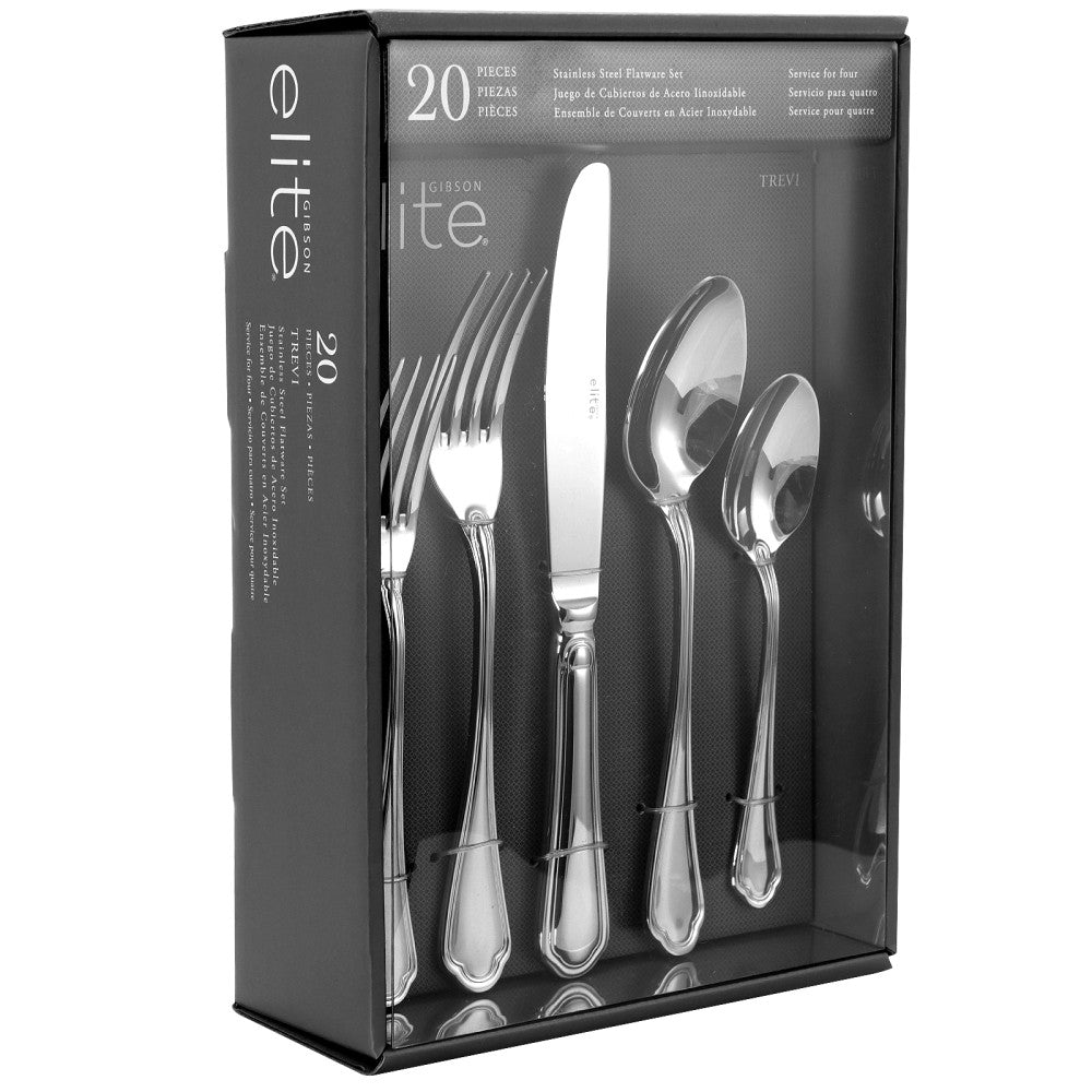 Gibson Elite Medici 20-Piece Flatware Tableware Utensil Set, Silver