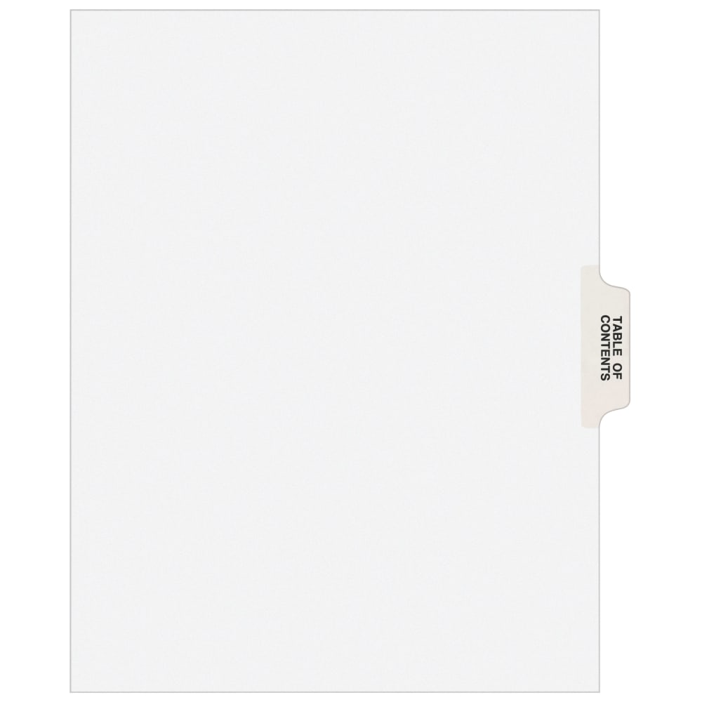 Avery Individual Legal Dividers Avery Style, Letter Size, Table Of Contents, White Dividers/White Tabs, Pack Of 25