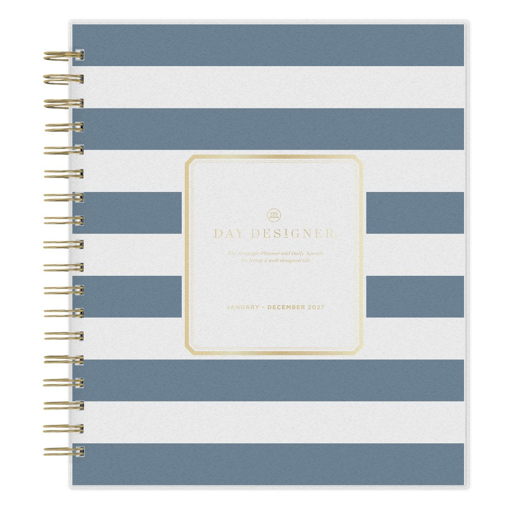 2027 Blue Sky Rugby Stripe Navy Daily/Monthly Planning Calendar, 8x10, 0%, Frosted PP, Jan-Dec, RY27