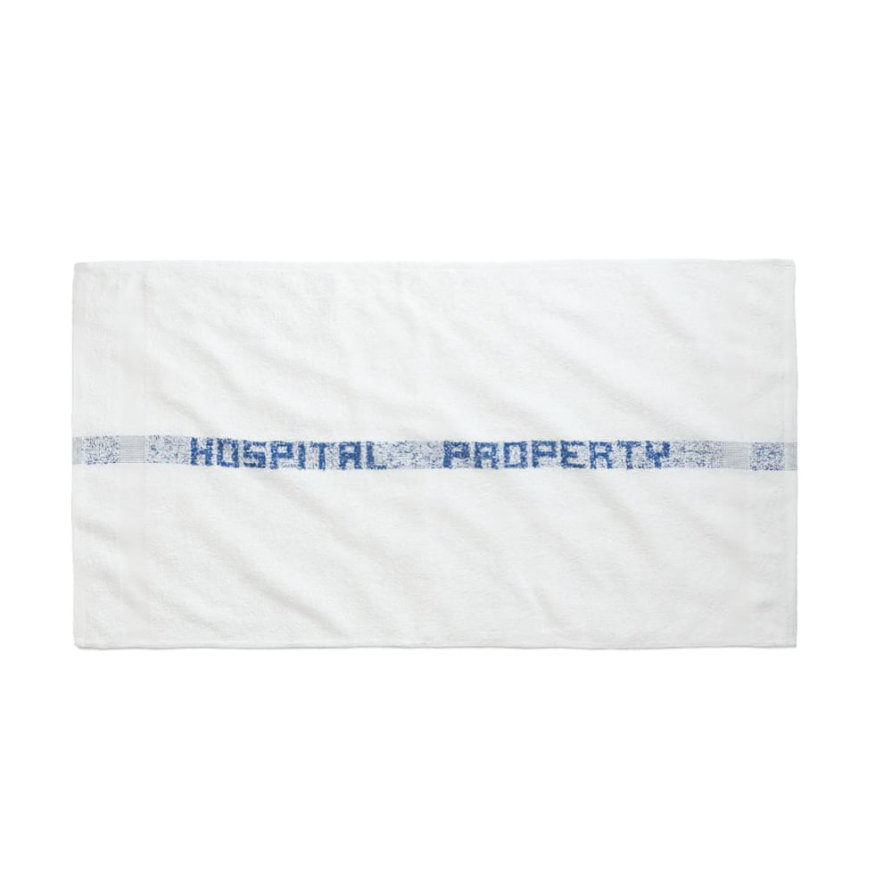 Medline Hospital/VA Property Cotton Terry Bath Towels, 20in x 40in, 5 Lb, White, Pack Of 12