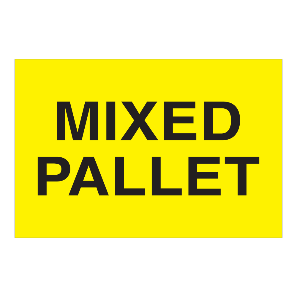 Tape Logic Preprinted Labels, "Mixed Pallet",  DL1622, Rectangle, 2in x 3in, Fluorescent Yellow, Roll Of 500 Labels
