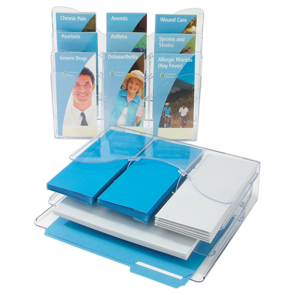 deflecto 3-Tier Document Organizer w/6 Removable Dividers, 14w x 3.5d x 11.5h, Clear