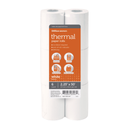 Office Depot Brand Thermal Paper Rolls, 2-1/4in x 50ft, White, Pack Of 6