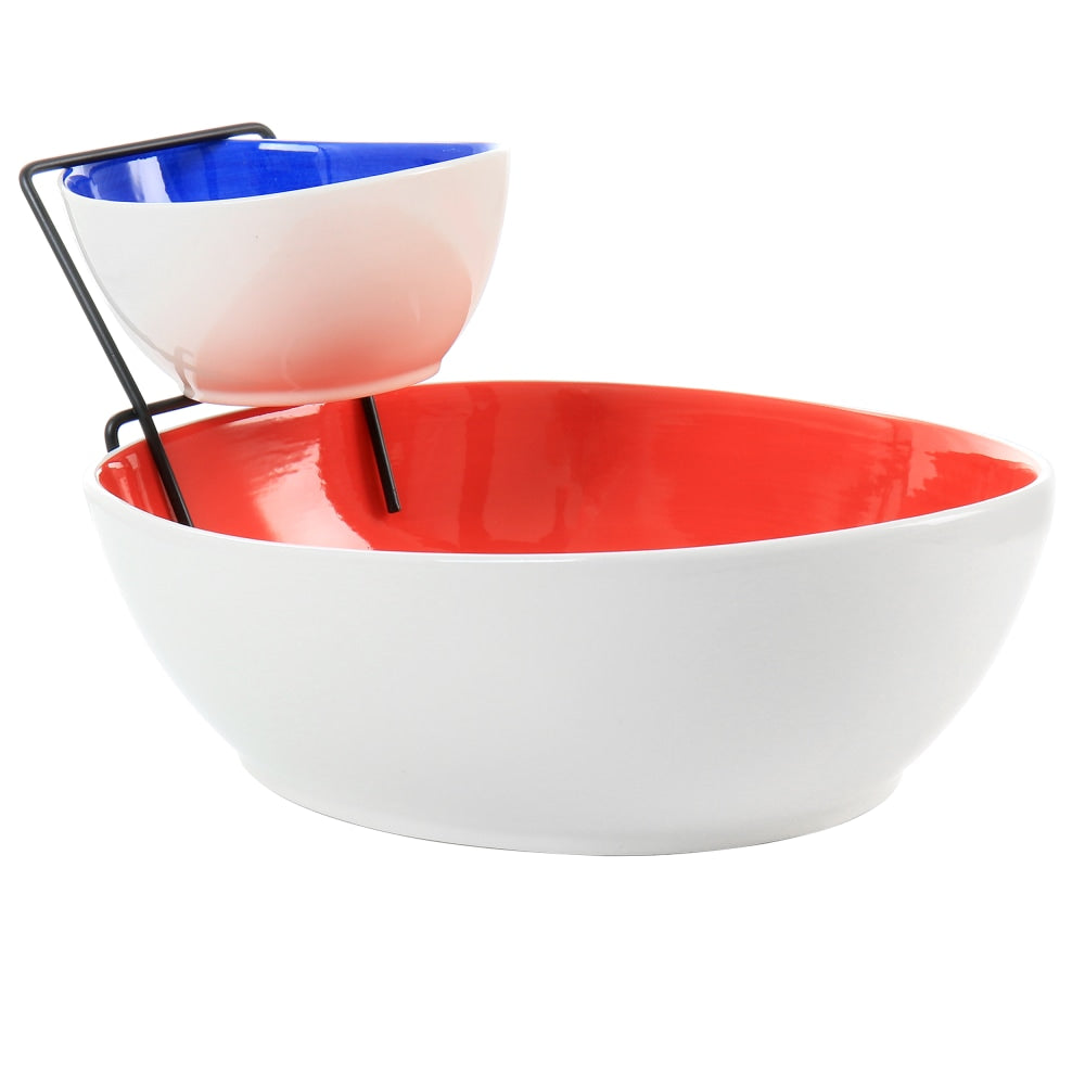 Gibson Home Crenshaw 3-Piece Chip And Dip Set, Assorted Colors