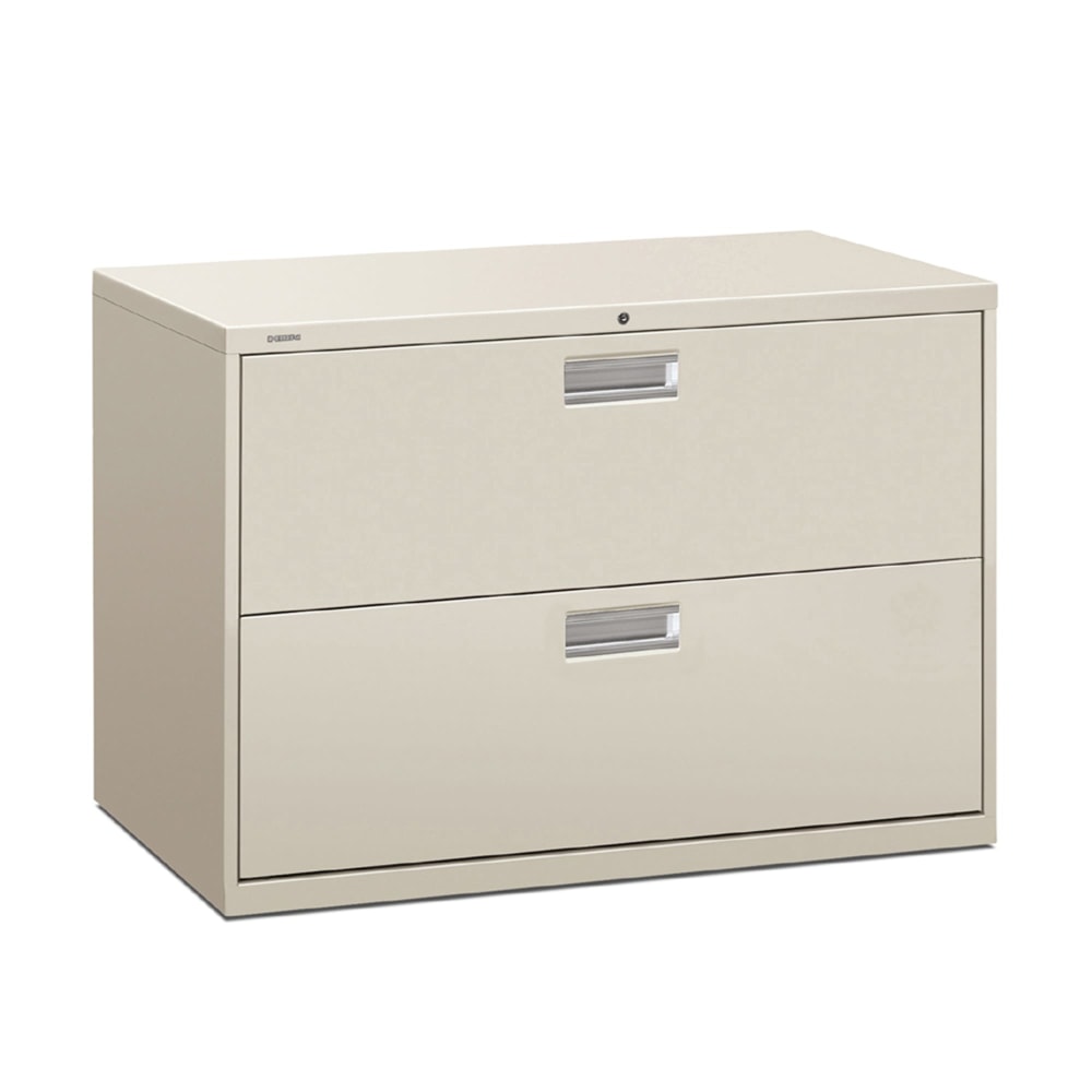 HON Brigade 600 42inW x 18inD Lateral 2-Drawer File Cabinet, Light Gray