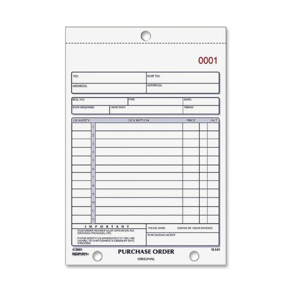 Rediform 2-part Carbonless Purchase Order Book - 50 Sheet(s) - 2 Part - Carbonless Copy - 5.50inx7.87in Sheet Size - 1L140