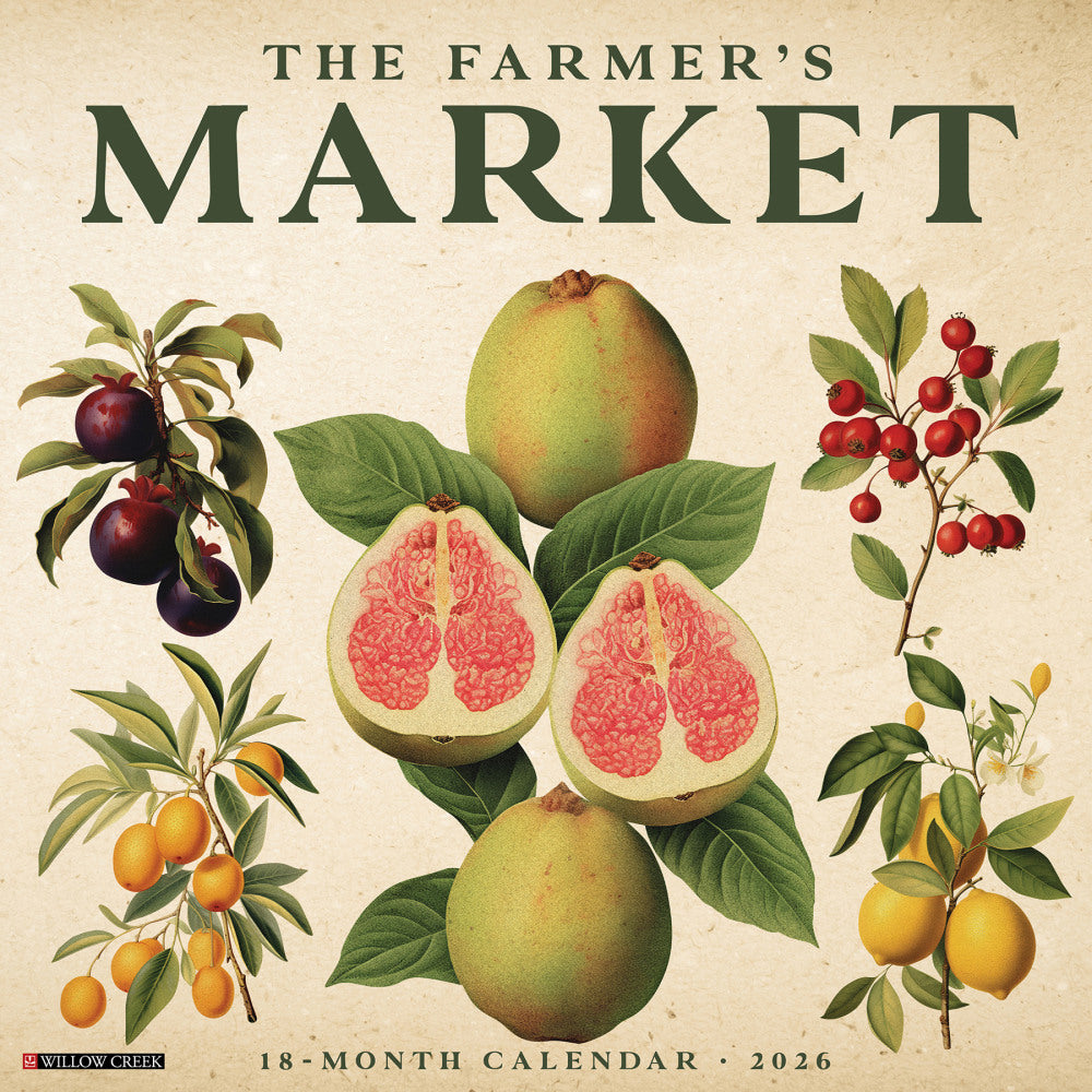 2026 Willow Creek Press Scenic Monthly Wall Calendar, 12in x 12in, Farmers Market, January To December, 51108