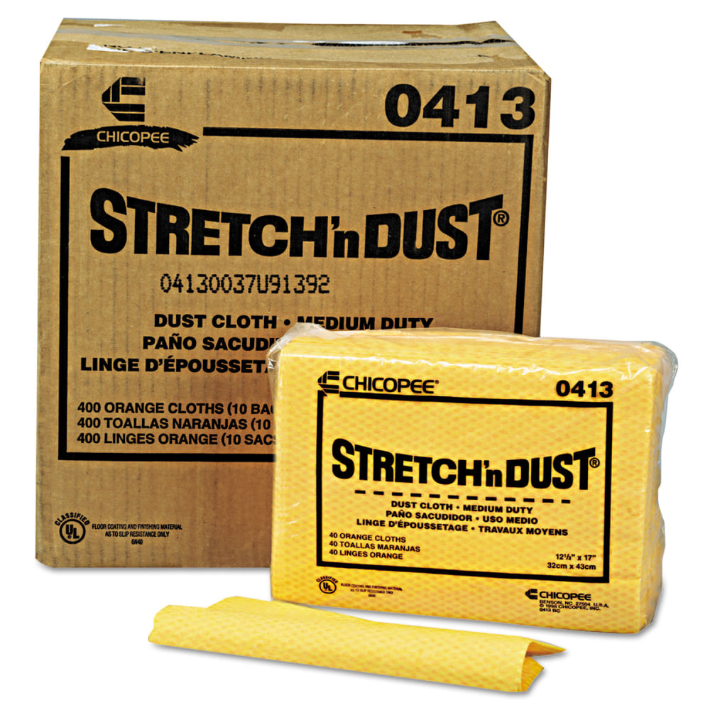 Chix Stretch N Dust Cloths, 12.6 x 17, Yellow, 40/Pack, 10 Packs/Carton
