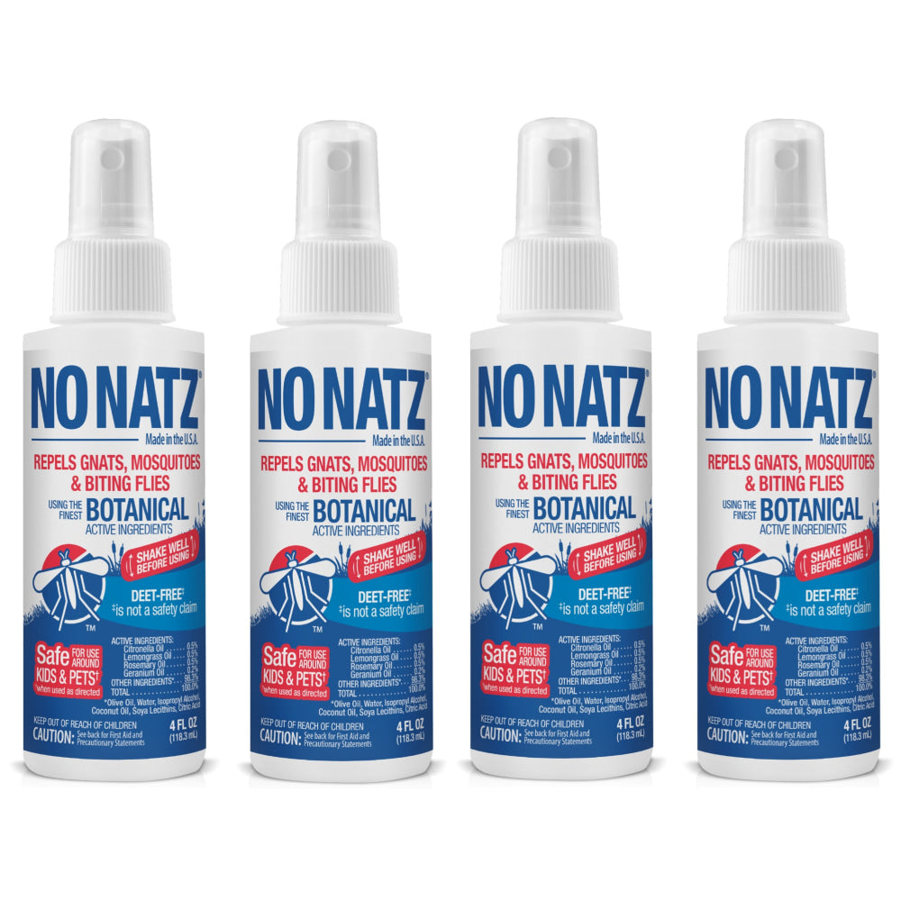 No Natz Botanical Insect Repellent, DEET-Free, Fresh Scent, 4 Oz Spray Bottle, 4-Pack