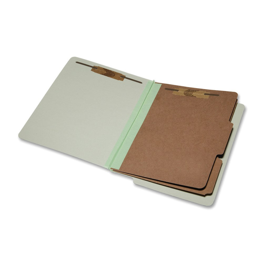 SKILCRAFT End-Tab Classification Folders, Letter Size, 30% Recycled, Light Green, Box Of 10 (AbilityOne 7530-01-590-7103)