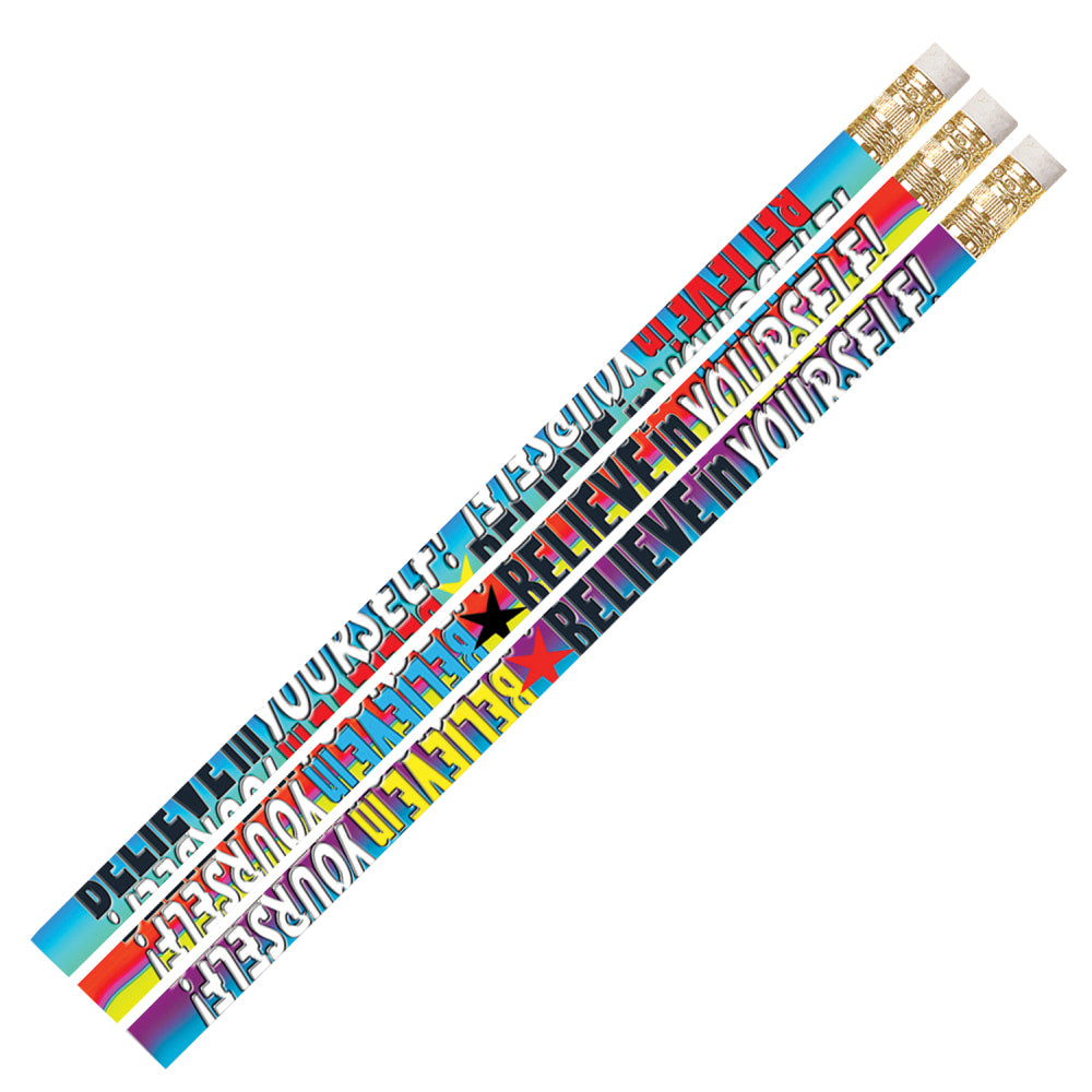 Musgrave Pencil Co. Inc. Motivational Pencils, Believe In Yourself, 12 Pencils Per Pack, Set Of 12 Packs