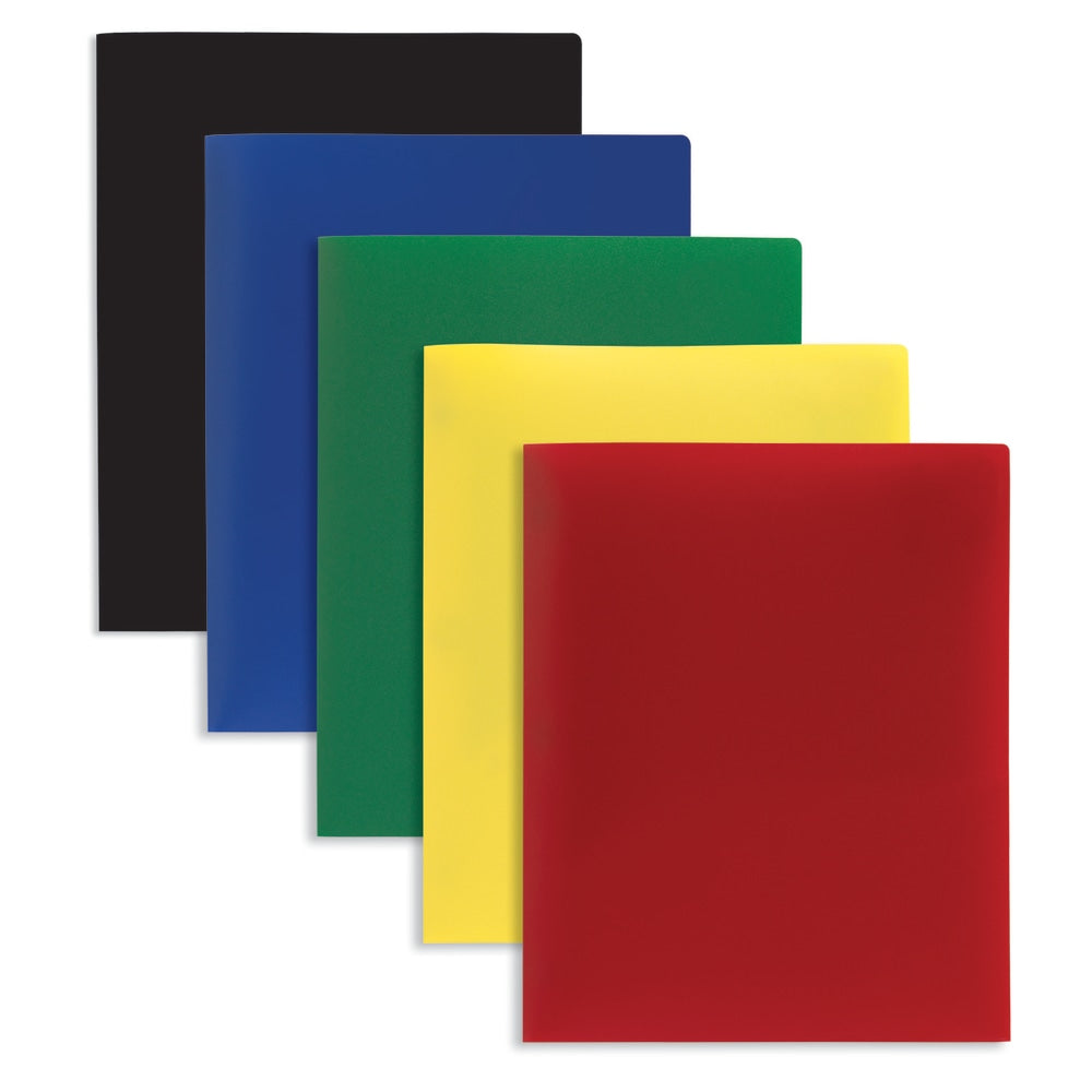 Office Depot Brand 2-Pocket Poly Folders, Letter Size, Assorted Colors, Pack Of 10
