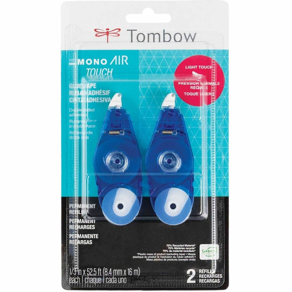 Tombow Refill 2-Pack, MONO Air Touch Adhesive - 17.50 yd Length x 0.33in Width - White - 2 / Pack