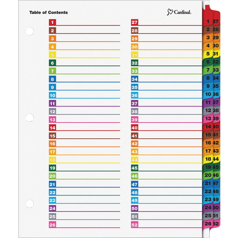Cardinal OneStep Printable Dividers - 52 Print-on Tab(s) - 52 Tab(s)/Set - 8.5in Dividerx 11in Divider - 60990
