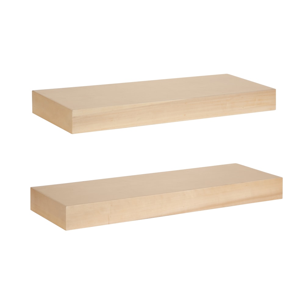 Kate and Laurel Havlock Wood Shelf Set, 2-1/4inH x 24inW x 8inD, Natural