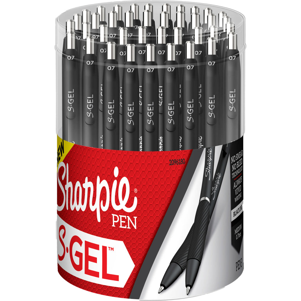 Sharpie S-Gel, Gel Pens, Medium Point (0.7mm), Black Ink Gel Pen, With Canister, 36 Count