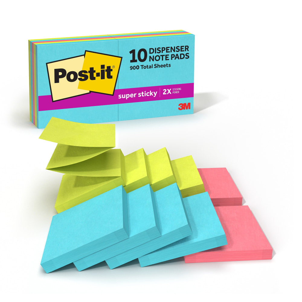 Post-it Super Sticky Pop Up Notes, 3 x 3 in, 10 Sticky Note Pads, 90 Sheets/Pad, 2X the Sticking Power, School and Office Supplies, Supernova Neons