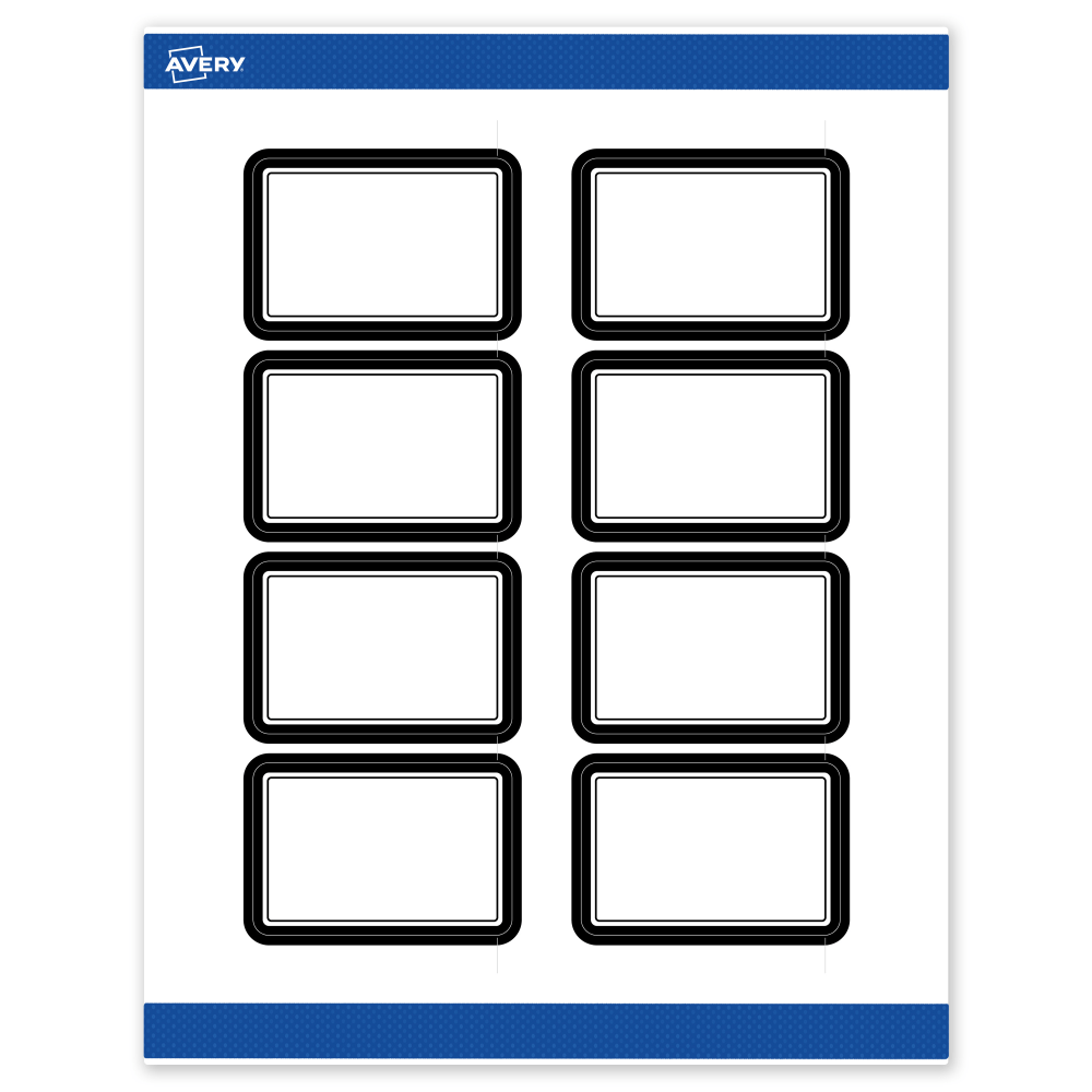 Avery Print-To-The-Edge Labels & Sure Feed, S00-DKZ-PRWMP10, 2in x 3in, Matte White, Preprinted Double Black Border Design, Pack Of 80