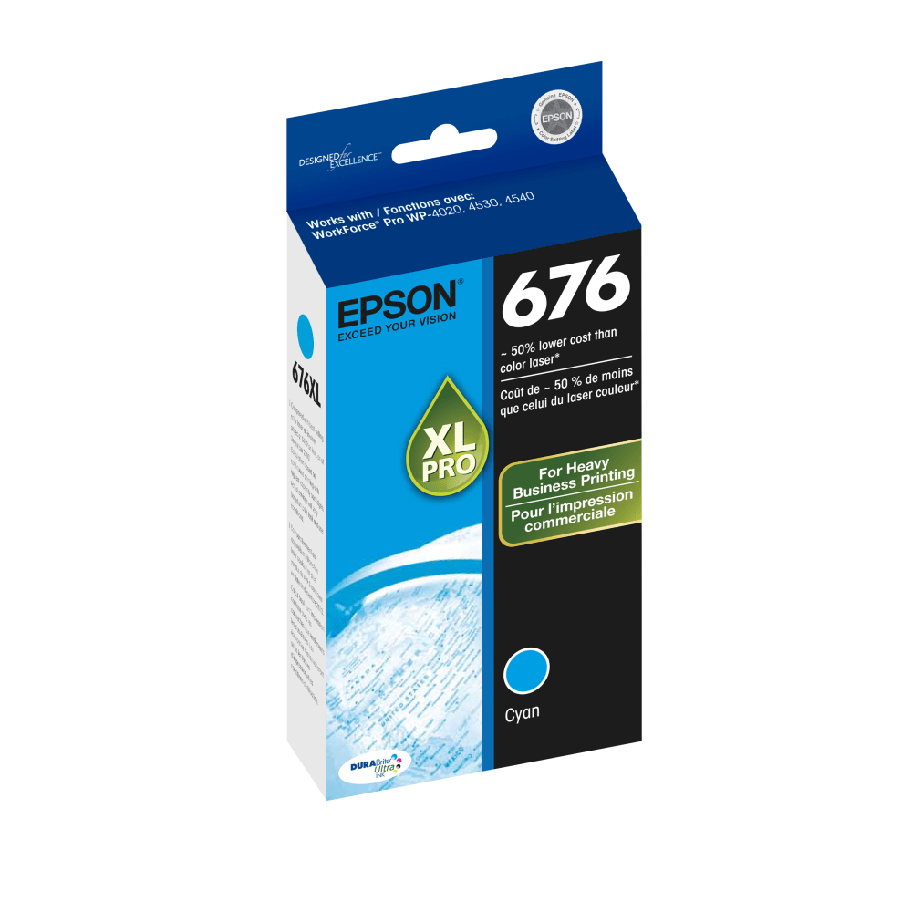 Epson 676XL DuraBrite Cyan Ultra-High-Yield Ink Cartridge, T676XLXL220-S