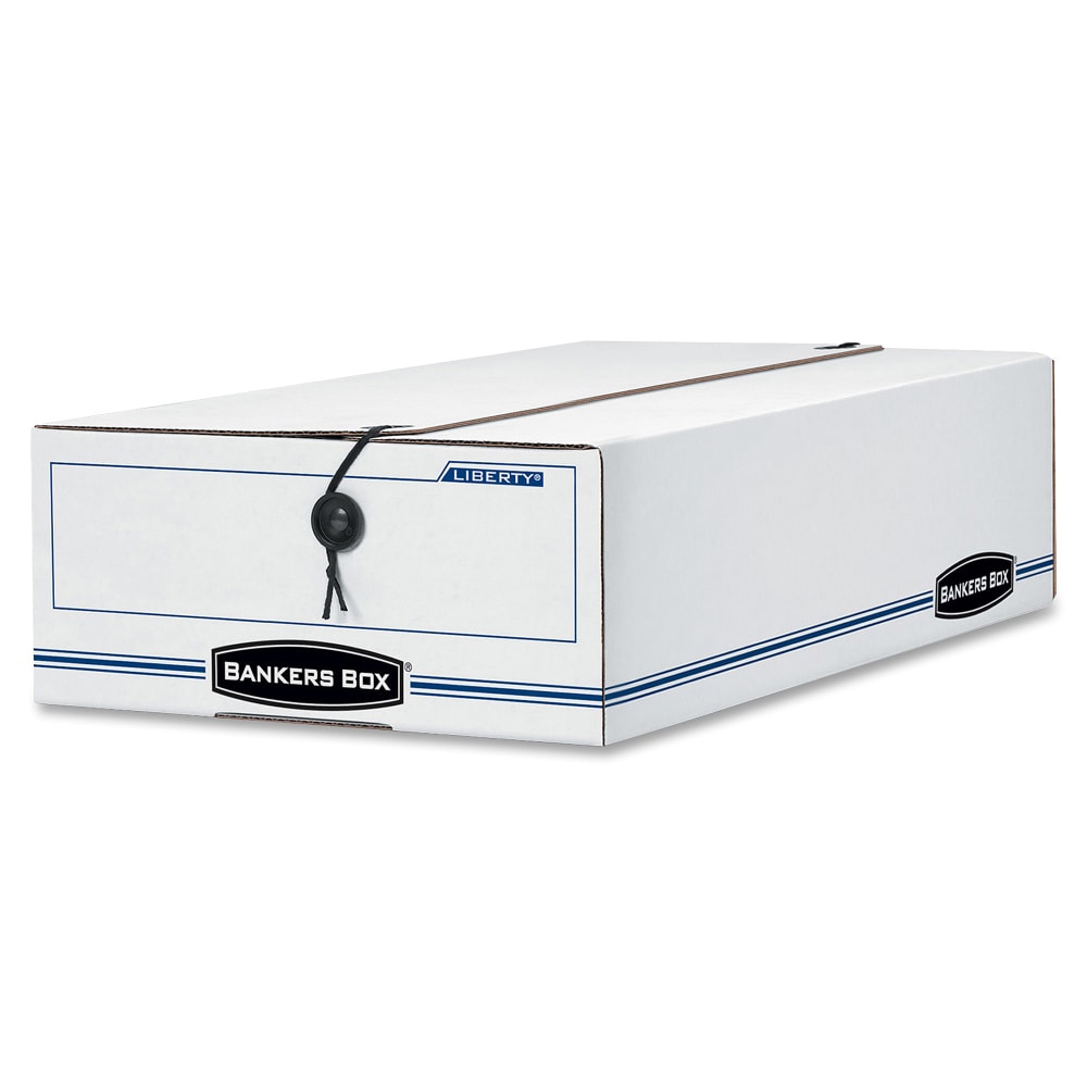Bankers Box LIBERTY Check and Form Boxes, 9.25in x 15in x 4.25in, White/Blue, 12/Carton