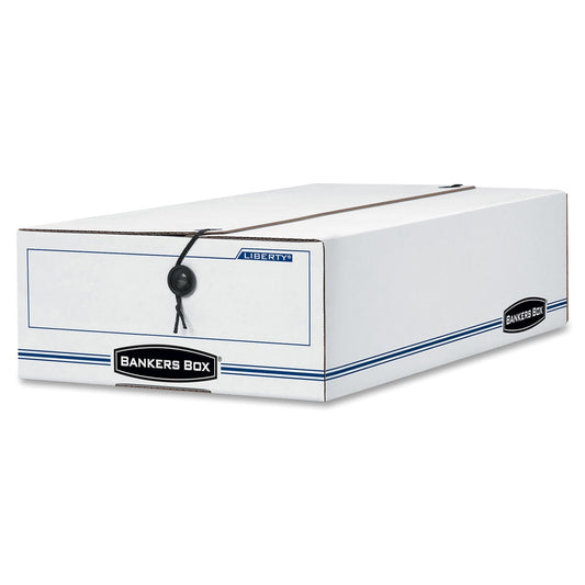 Bankers Box LIBERTY Check and Form Boxes, 9.25in x 15in x 4.25in, White/Blue, 12/Carton
