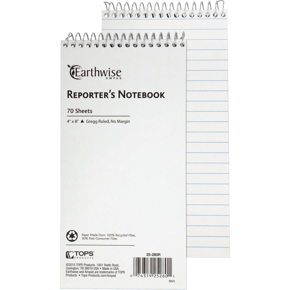 Ampad Earthwise Reporters Notebook, 70 Sheets