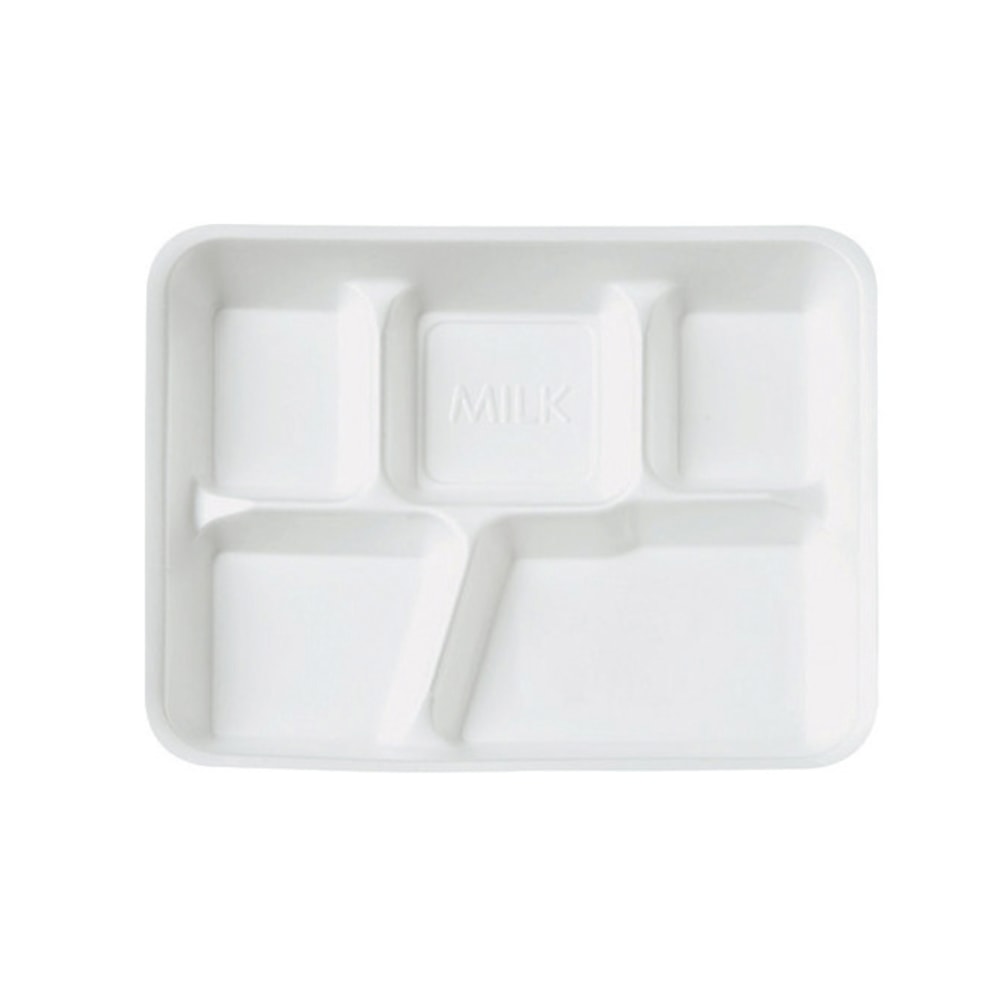 5 Compartment Foam Plates, White, Pack Of 125