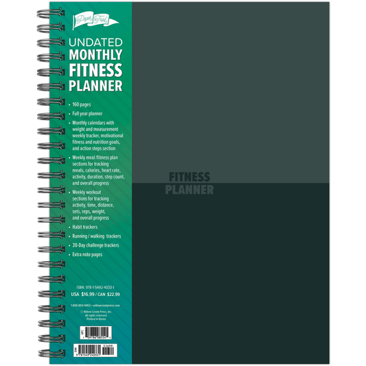 Willow Creek - Fitness planner - week/month to view - wire-bound - large - Letter A Size (8.5 in x 11 in) - 160 pages