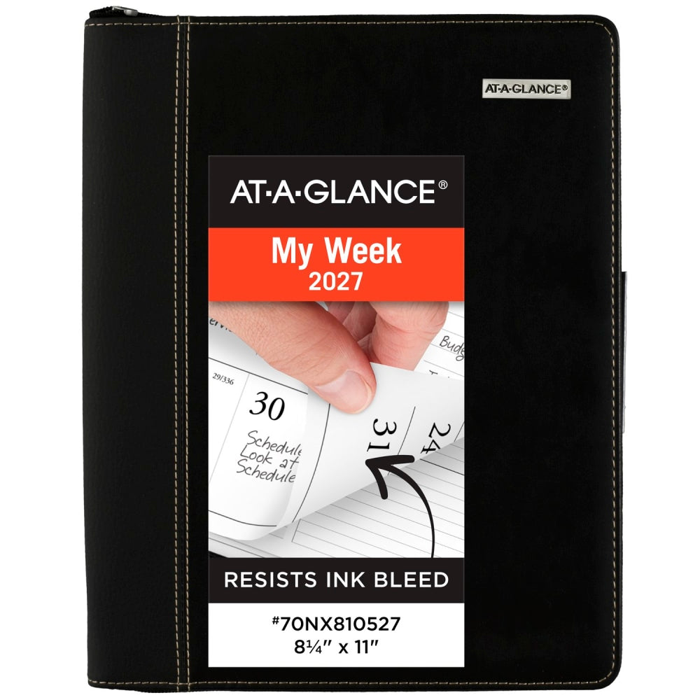 AT-A-GLANCE Executive 2027 Weekly Monthly Appointment Book with Zipper, Black, Large, 8 1/4in x 11in