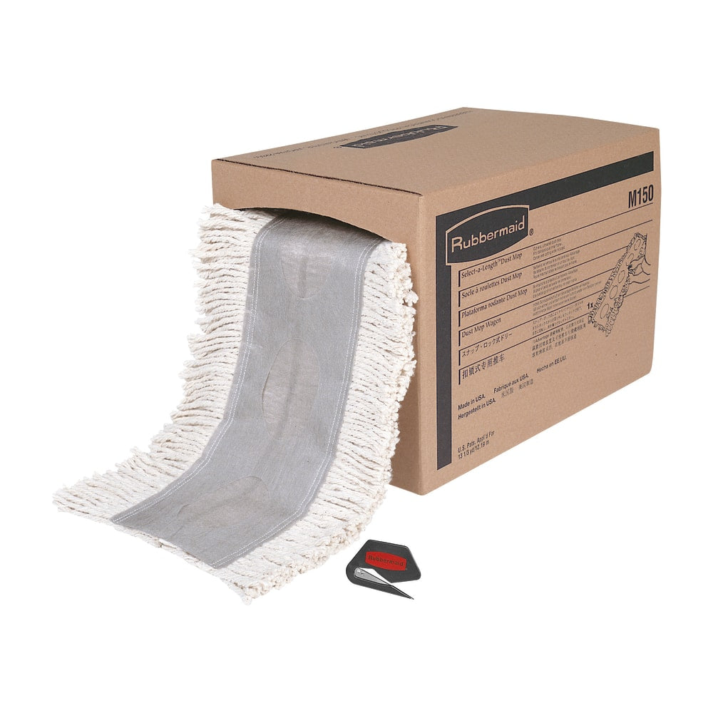 Rubbermaid Cut-To-Length Cotton Dust Mops, 5in x 40in, White