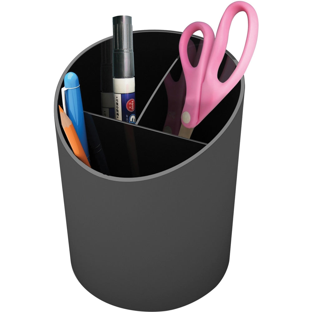 Deflecto Sustainable Office Recycled Large Pencil Cup, 5.6inH x 4.4inW x 4.4inL, Black