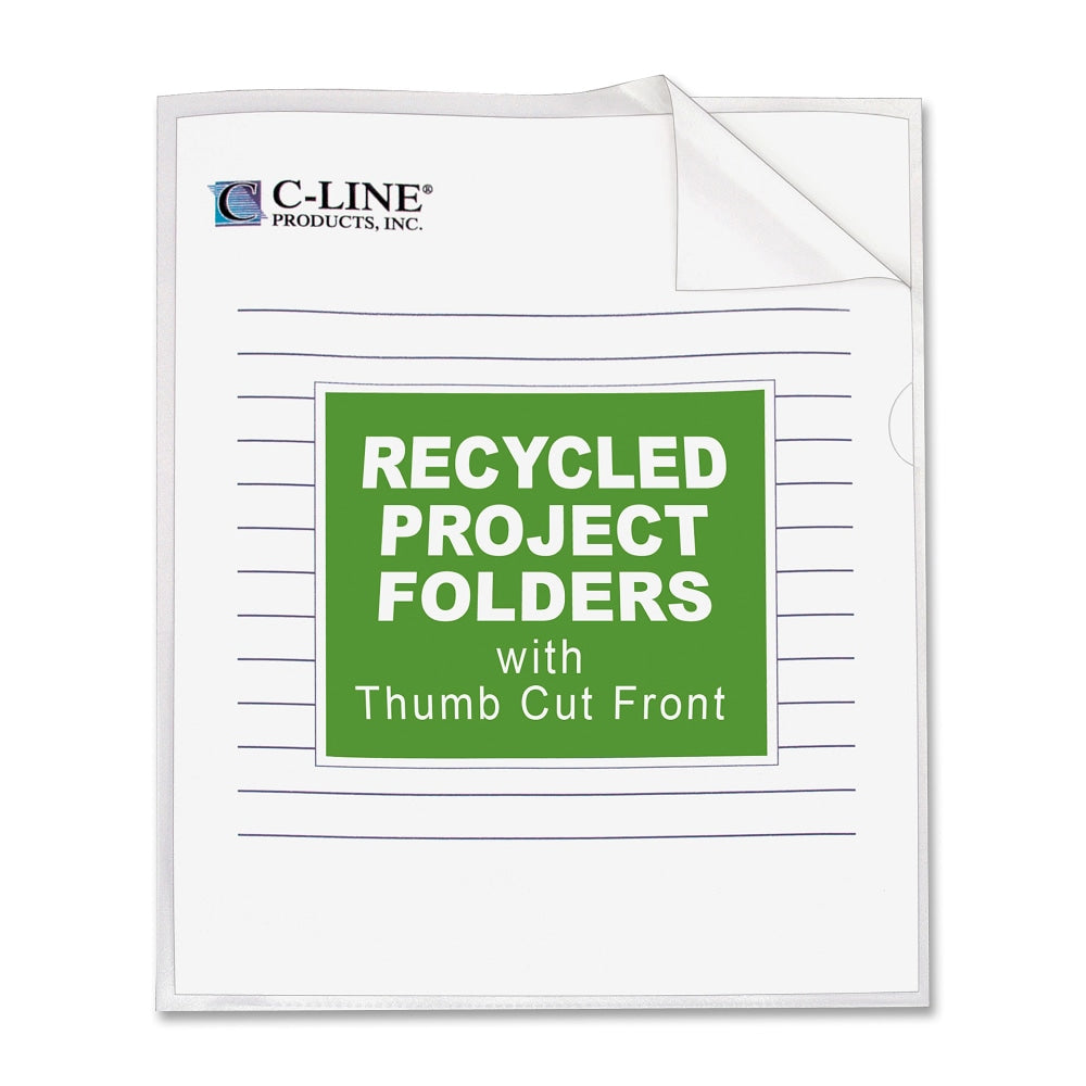 C-Line Project Folders, Letter Size (8 1/2in x 11in), 70% Recycled, Clear, Box Of 25