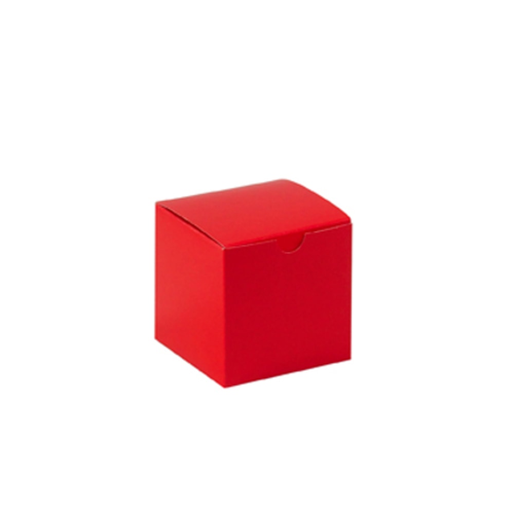 Partners Brand Holiday Red Gift Boxes 4in x 4in x 4in, Case of 100