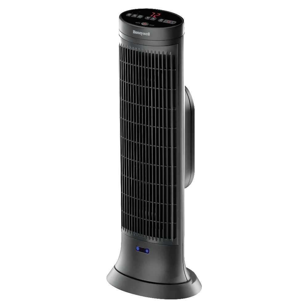Honeywell 1500 Watts Electric Ceramic Oscillating Heater, 2 Heat Settings, 23.25inH x 8.75inW x 6.75inD, Black