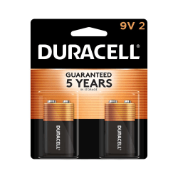Duracell Coppertop 9V Alkaline Batteries, Pack of 2