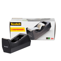 Scotch Deluxe Desktop Tape Dispenser, 1 Dispenser, 1 in. Core, 100% Recycled, Black, Back to School Supplies, College Supplies, and Teacher Supplies