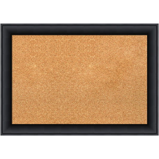 Amanti Art Non-Magnetic Cork Bulletin Board, 27in x 19in, Natural, Nero Black Wood Frame