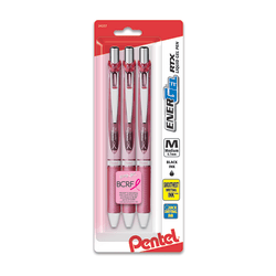 Pentel EnerGel RTX Retractable Liquid Gel Pens, Medium Point, 0.7 mm, Assorted Barrel Colors, Black Ink, Pack Of 3 Pens