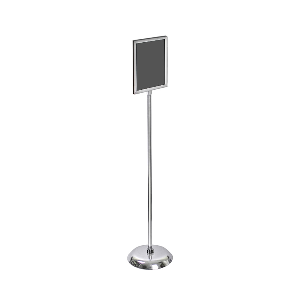 Azar Displays 2-Sided Slide-In Frame Sign Holder With Metal Pedestal Stand, 11in x 8 1/2in, Silver
